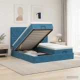Cumpara ieftin Pat Ottoman cu Saltea si LED Albastru inchis 180 x 200 cm