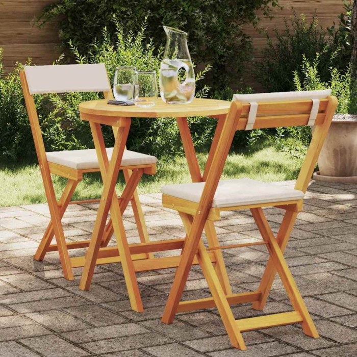 vidaXL Set Bistro de Grădină cu pernă 3 pcs Maro lemn masiv de acacia