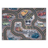 COVOR REBEL ROADS Racers 97 Străzi, mașini antiderapant pentru copii - gri, 95x133 cm