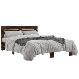 Cumpara ieftin Cadru de pat, stejar fumuriu 140x200 cm lemn prelucrat si metal