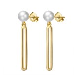 Cercei cu perle lungi placati cu aur