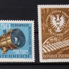 AUSTRIA 1973/1984 - ANIVERSARI. APARAT FOTO, FABRICA DE TUTUN, timbre MNH, PT10