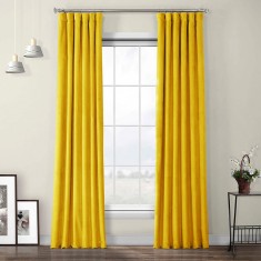 Draperie din catifea cu rejansa din bumbac tip fagure, Madison, 150x220 cm, densitate 700 g/ml, Lemon, 1 buc