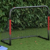 Poarta Fotbal Copii, 90cm, Otel, Plasa Poliester, Rosu-Negru, Antrenament, Curte, Gradina