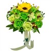 Buchet mediu personalizabil cu trandafiri, flori de hortensie si floarea miresei ( Verde-Galben ), Eventissimi&reg;