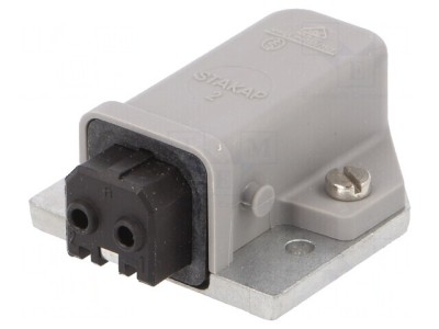 Conector dreptunghiular ST soclu mamă 2 PIN cositorit IP54 foto