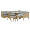 Set mobilier gradina/terasa, bej si gri, ratan sintetic, 1 masa, 2 canapele, 2 tabureti, Berno, Chomik