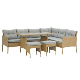 Set mobilier gradina/terasa, bej si gri, ratan sintetic, 1 masa, 2 canapele, 2 tabureti, Berno, Chomik
