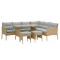 Set mobilier gradina/terasa, bej si gri, ratan sintetic, 1 masa, 2 canapele, 2 tabureti, Berno