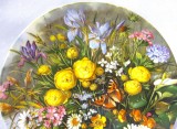 FARFURIE DECORATIVA PORTELAN BRADEX EDITIE LIMITATA COLECTIA FLORI SALBATICE DECOR FLORI SI FLUTURI