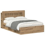 vidaXL Cadru de pat cu depozitare Stejar Artizanal 140 x 190 cm 3433486