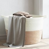 Gossi cos de rufe, maro si alb, &Oslash;60x36 cm, bumbac