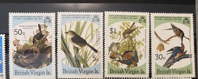 PC464 - BRITISH VIRGIN ISLANDS 1985 Pasari J.J. Audubon , serie MNH, 4v foto