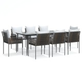 Set mobilier de gradina cu perne, 9 piese, poliratan si otel