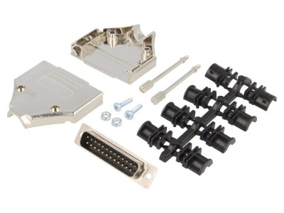 Conector D-Sub 25-Pin Mufă Tată Neagră pentru Cablu foto