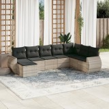VidaXL Set mobilier de grădină cu perne, 8 piese gri deschis poliratan