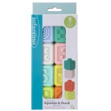 Set 8 cuburi moi, Infantino, Super soft, Squeeze &amp; Stack