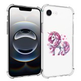 Husa antisoc pentru iphone 16e, airbag, pink unicorn, clear