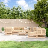 vidaXL Set mobilier de grădină cu perne, 10 piese, lemn masiv