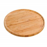 Platou rotund Pufo din lemn de bambus pentru servire alimente, aperitive, dulciuri, pizza, 30 cm, maro