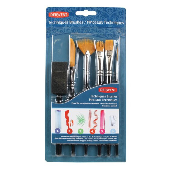 Pensula Derwent Professional, Pentru Pictat, 6 Buc/ Set, Diverse Modele Pentru Diferite Tehnici, Bli