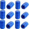 Set 12 Capace Hexagonale pentru Valva Auto, Aliaj Aluminiu, Lungime 1.8 cm, Albastru