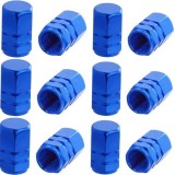 Set 12 Capace Hexagonale pentru Valva Auto, Aliaj Aluminiu, Lungime 1.8 cm, Albastru