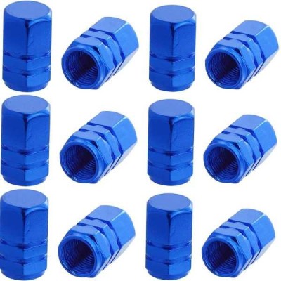 Set 12 Capace Hexagonale pentru Valva Auto, Aliaj Aluminiu, Lungime 1.8 cm, Albastru foto