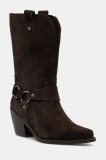 Answear.LAB cizme de cowboy din piele intoarsa culoarea maro, cu toc drept