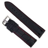 Curea Ceas Silicon Premium &ndash; Neagr? cu Cus?tur? Ro?ie (20mm, 22mm, 24mm)