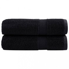 vidaXL Prosoape de duș premium SOLUND 2 buc. negru 70x140 cm 600 gsm