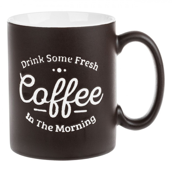 Cană New Bone, Imprimeu &quot;Coffee&quot;, Textură Mată, Culoare Maro, Capacitate 0,57L