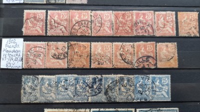 1902 Franta Mouchon retusat Y.T.124,125,127-24 val.-stamp. foto