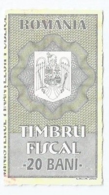 *Romania, lot 1115 cu 1 timbru fiscal general, 2005, NG foto