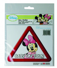 Abtibild pentru luneta Minnie Mouse Baby on Tour, stickere auto , 17x15x0,1 cm foto