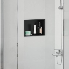 vidaXL Nisă de Duș Negru 30 x 20 x 9.5 cm Oţel inoxidabil