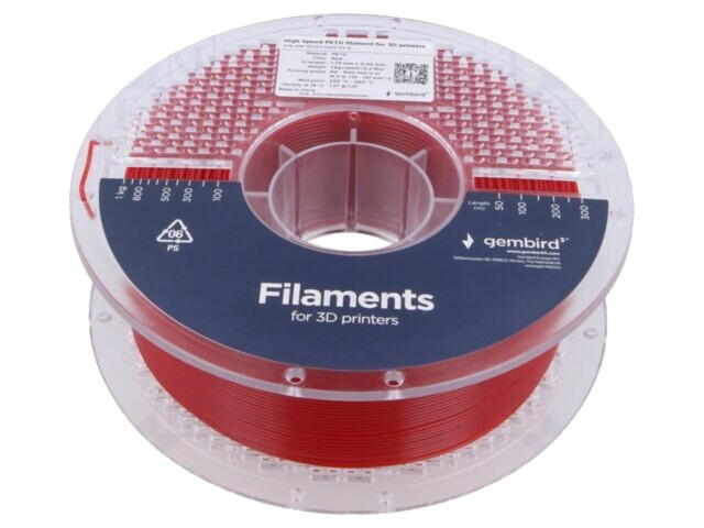 Filament PET-G 1,75mm roşie 1kg High Speed GEMBIRD