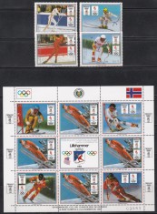 Paraguay 1989 - Jocurile Olimpice de iarnă - Lillehammer, Serie + Bloc, MNH foto
