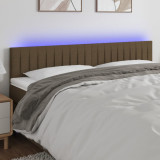 VidaXL Tăblie de pat cu LED, maro &icirc;nchis, 200x5x78/88 cm, textil