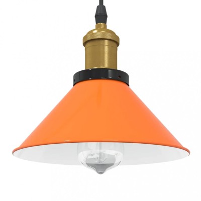 vidaXL Lampă suspendată reglabilă &amp;icirc;nălțime E27 Portocaliu lucios Metal foto