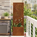 vidaXL Ghiveci de Grădină cu Panou Decorativ Ruginit 50 x 140 cm