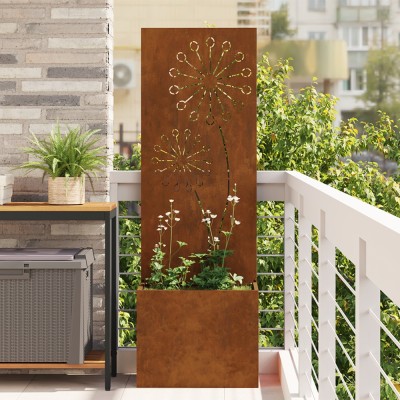vidaXL Ghiveci de Grădină cu Panou Decorativ Ruginit 50 x 140 cm foto