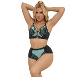 Subblime Sets-955564 Set Sutien cu Fermoar din Plasă și Piele &ndash; Mărime L/XL