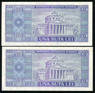 q543 PERECHE CONSECUTIVA 100 LEI 1966 NECIRCULATA UNC foto