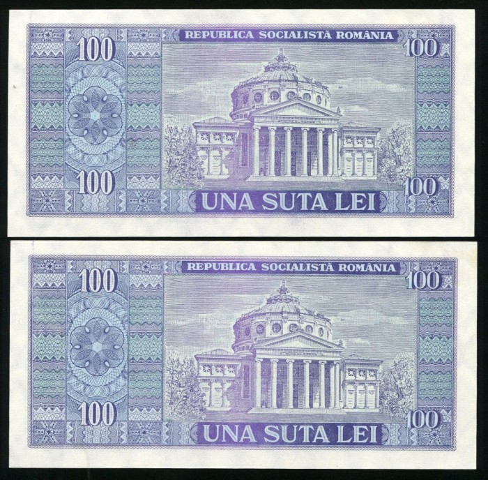 q543 PERECHE CONSECUTIVA 100 LEI 1966 NECIRCULATA UNC