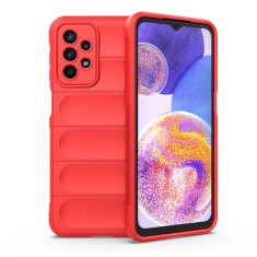 Husa pentru samsung galaxy a23 4g / a23 5g, antisoc, margini striatii, magic shield, red foto