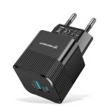 Incarcator Priza GaN, USB, Type-C, 25W - Techsuit (CHPD216) - Black