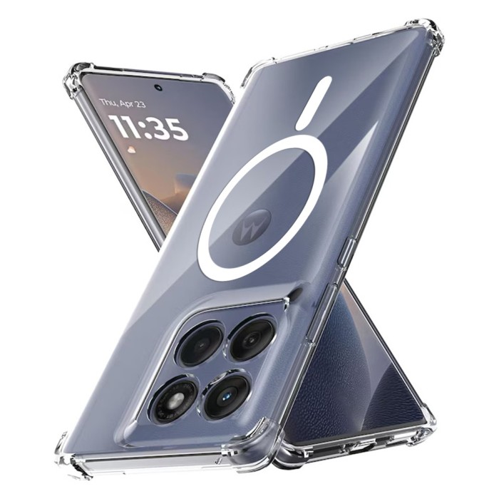 Husa antisoc pentru motorola edge 60 / edge 60 fusion, airbag magsafe, 4 colturi ranforsate, clear