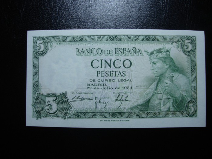 SPANIA 5 PESETAS 1954 UNC