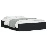 Cumpara ieftin Cadru de pat cu sertare, negru, 135x190 cm, lemn prelucrat